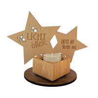Lichtblick- und Stressbefreier-Teelichthalter aus Holz