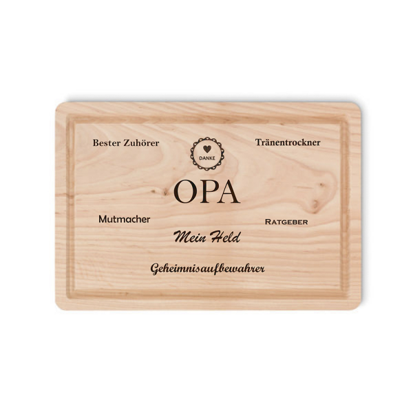 Holz-Schneidbrett für den Opa, 30x20 cm
