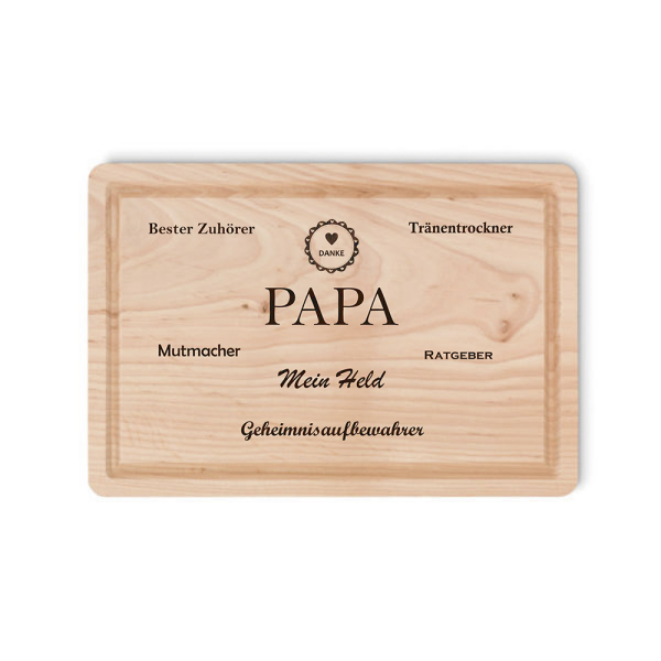 Holz-Schneidbrett für den Papa, 30x20 cm