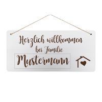 Personalisiertes "Herzlich Willkommen"-Holzschild, 30x14 cm