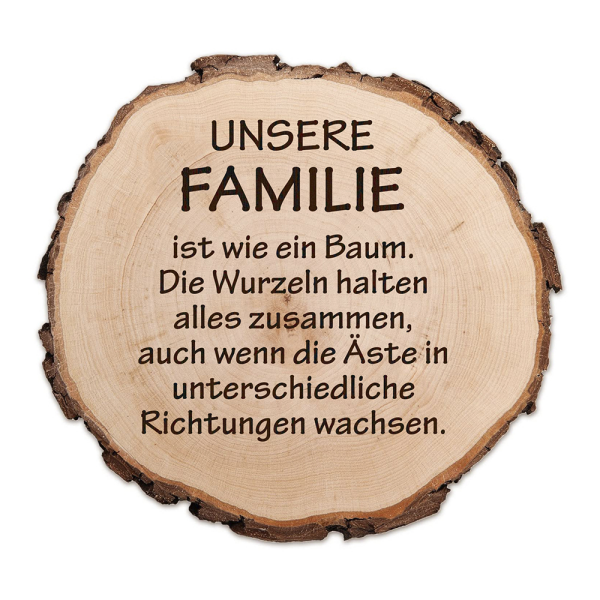Baumscheibe "Unsere Familie", DM 15 cm, inkl. Holzgravur