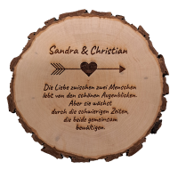 Baumscheibe mit Spruchgravur + 2 Wunsch-Namen, DM 15 cm